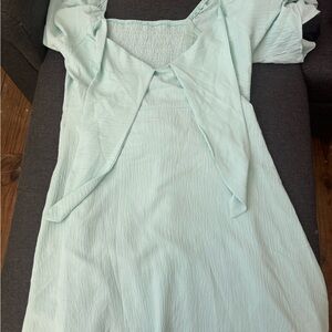 Light Blue Dress with Ruffle Sleeves